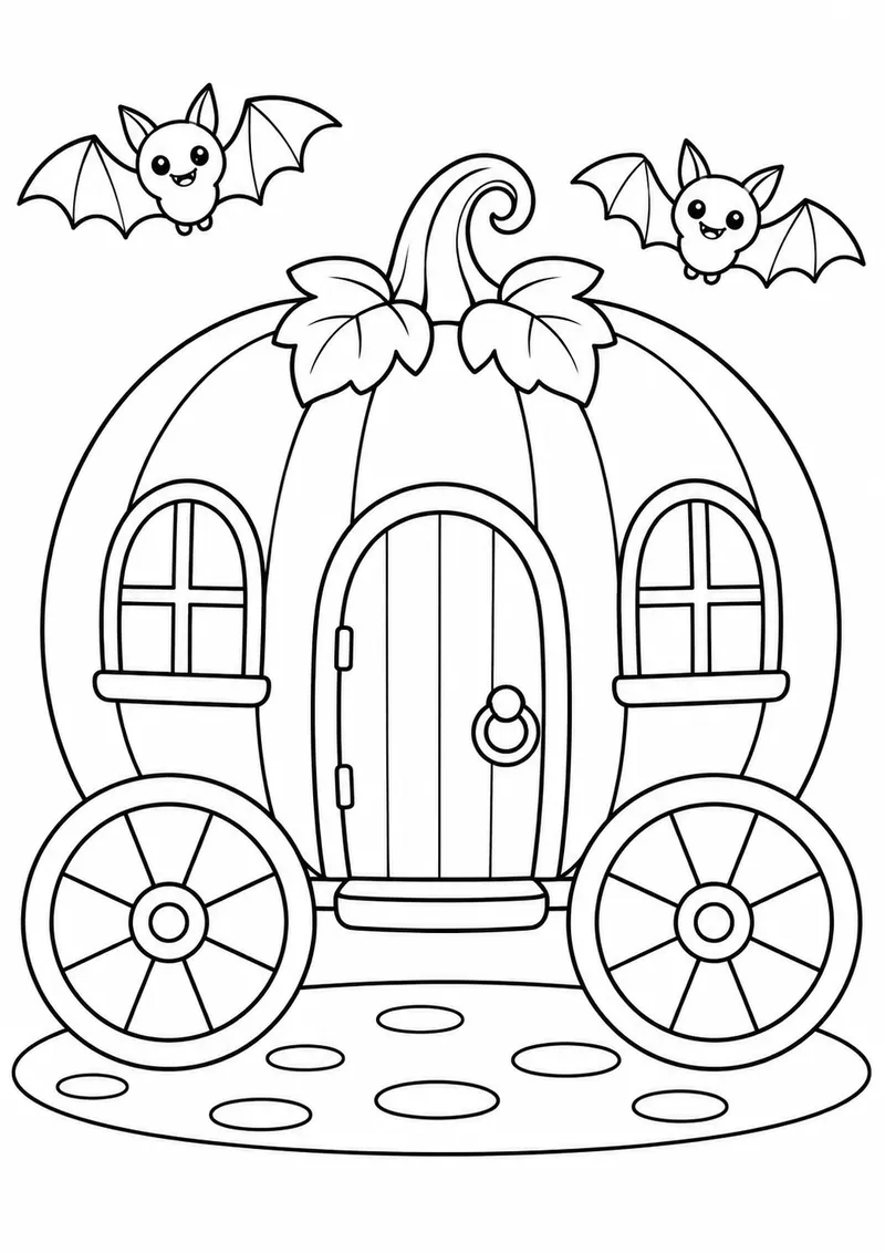 Carruagem de abóbora para colorir
