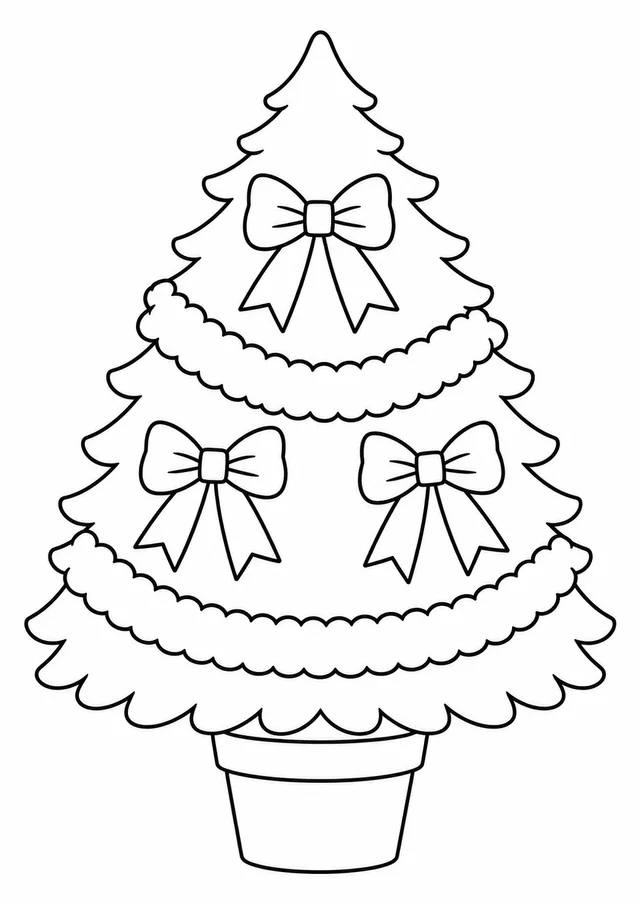 Árvore de Natal com laços para colorir