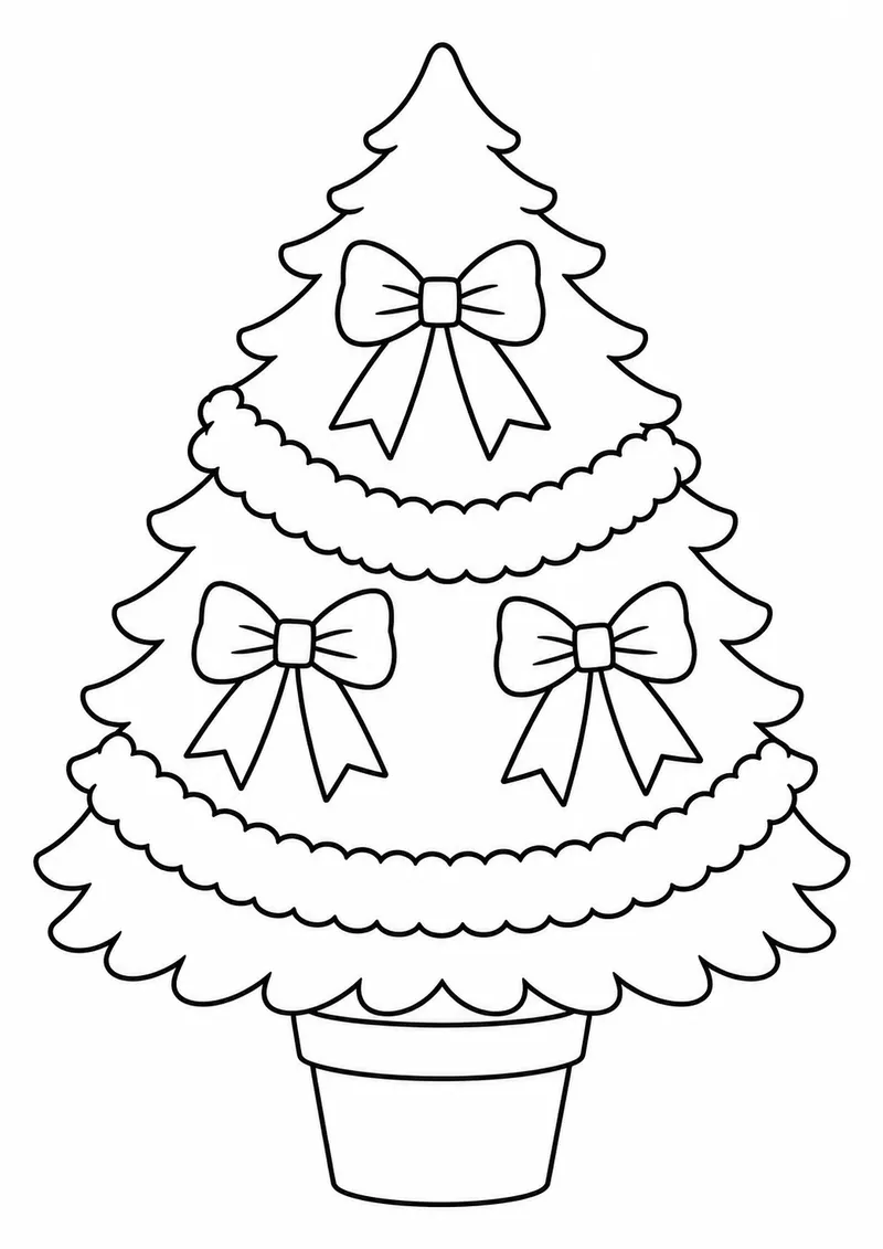 Árvore de Natal com laços para colorir