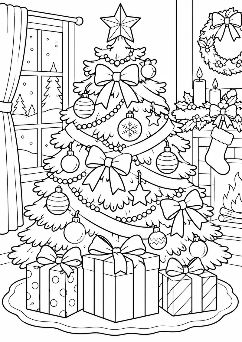 Árvore de Natal para enfeitar para colorir