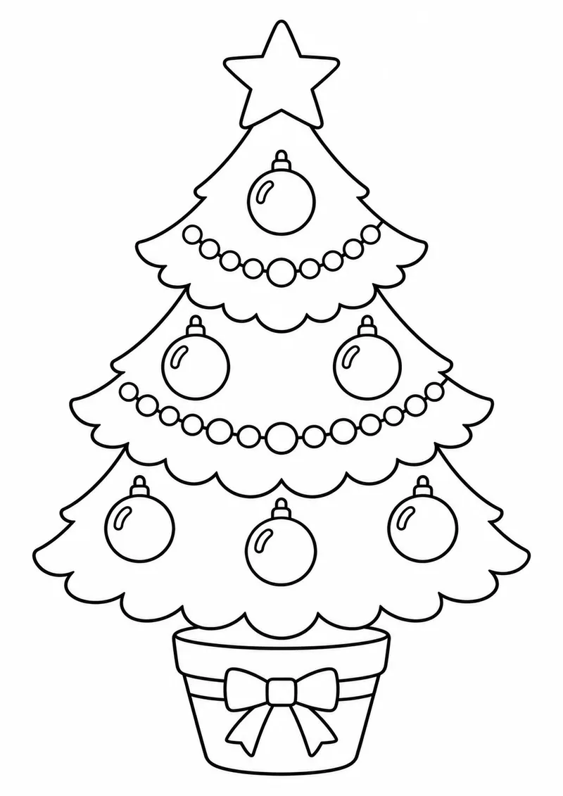 Árvore de Natal simples com estrela para colorir