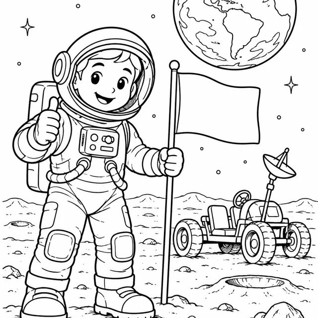 Astronauta na Lua para colorir