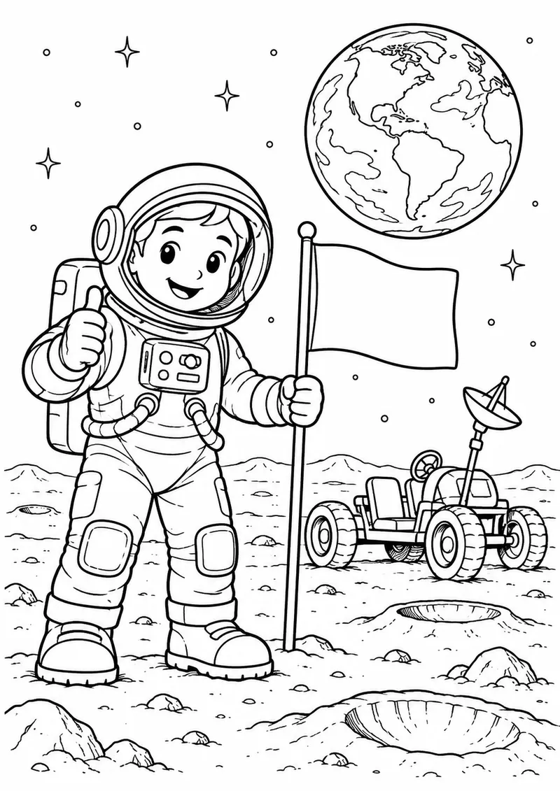 Astronauta na Lua para colorir