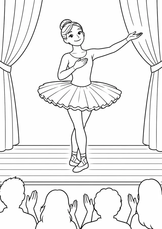Bailarina agradecendo ao público para colorir