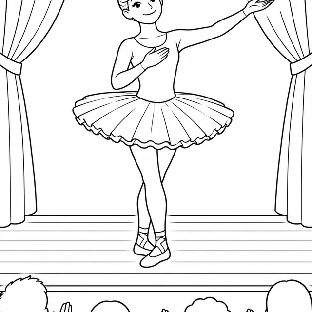 Bailarina agradecendo ao público para colorir