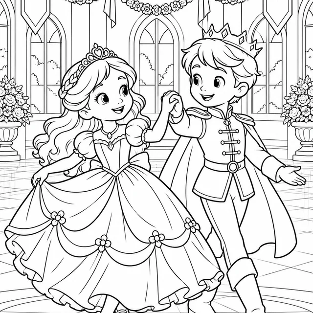 Baile no palácio para colorir
