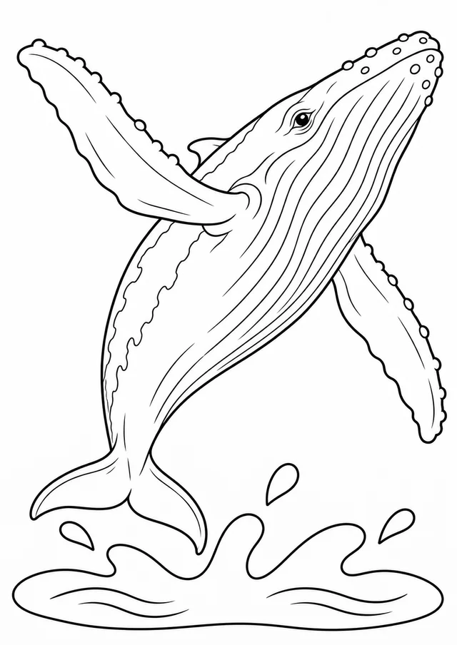 Baleia-jubarte saltando para colorir