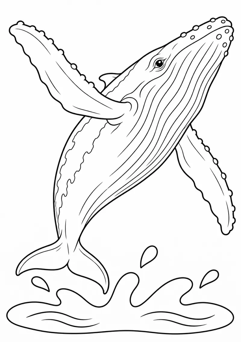 Baleia-jubarte saltando para colorir