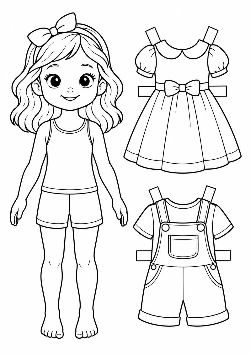 Boneca e roupas para colorir