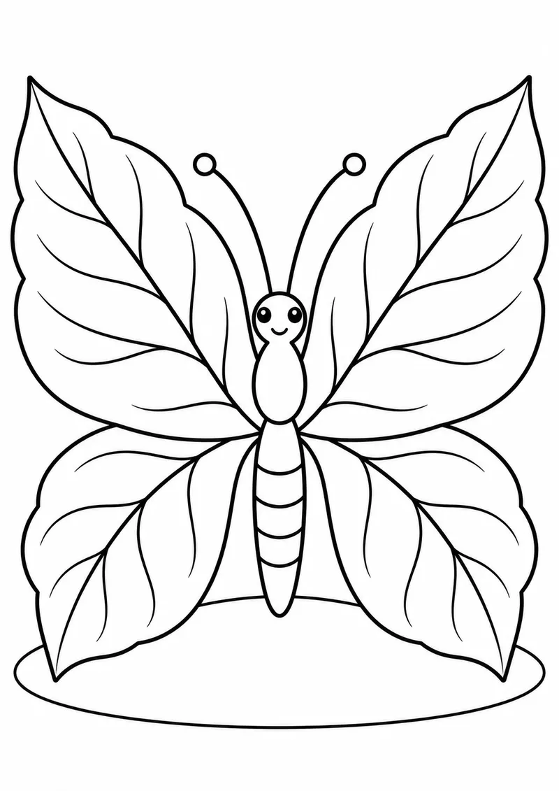 Borboleta com asas em formas de folhas para colorir
