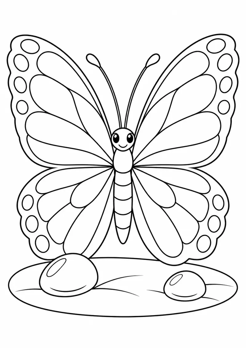 Borboleta entre duas gotas de orvalho para colorir