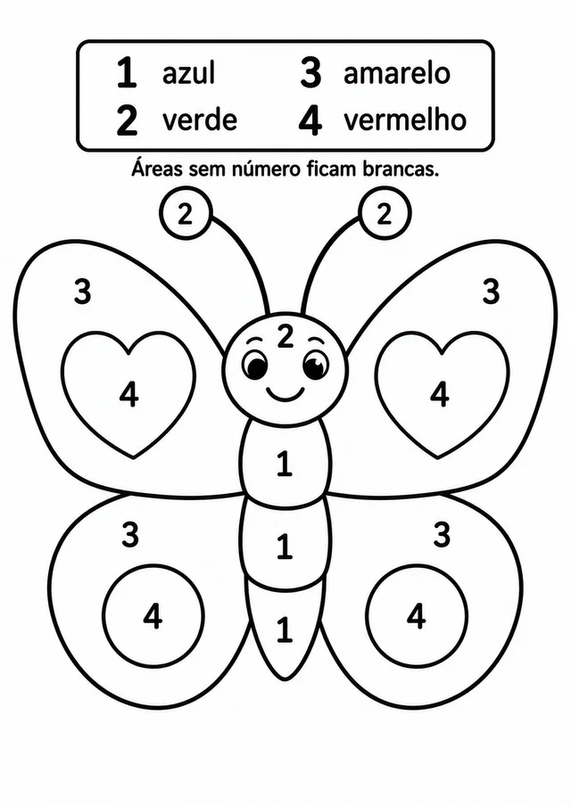 Borboleta para colorir por números