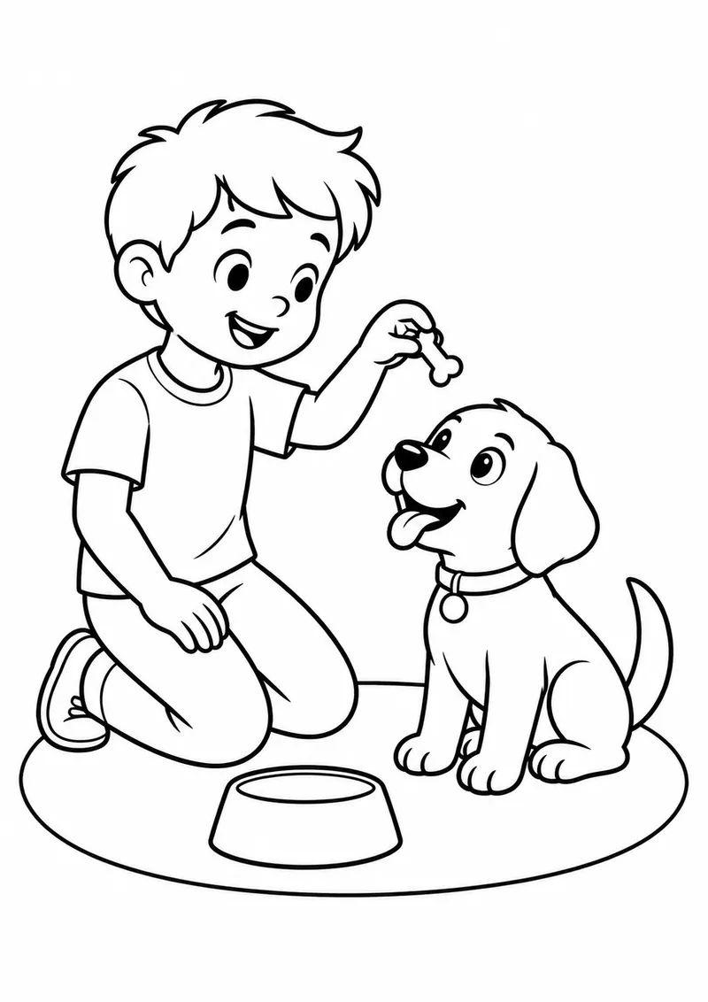 Cachorrinho aprendendo a sentar para colorir
