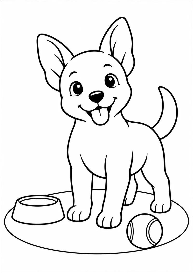 Cachorrinho com orelhas em pé para colorir