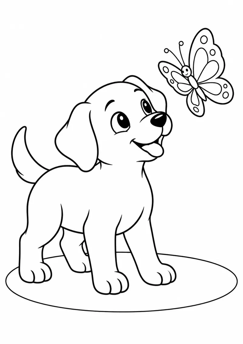Cachorrinho olhando uma borboleta para colorir