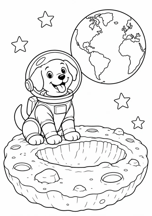 Cachorro astronauta para colorir