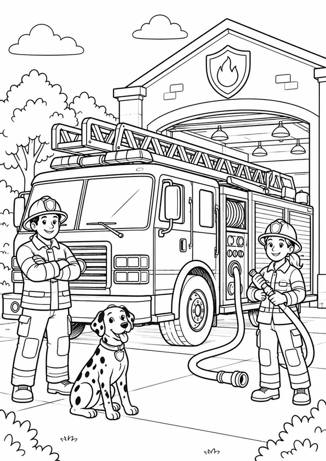 Caminhão de bombeiros para colorir