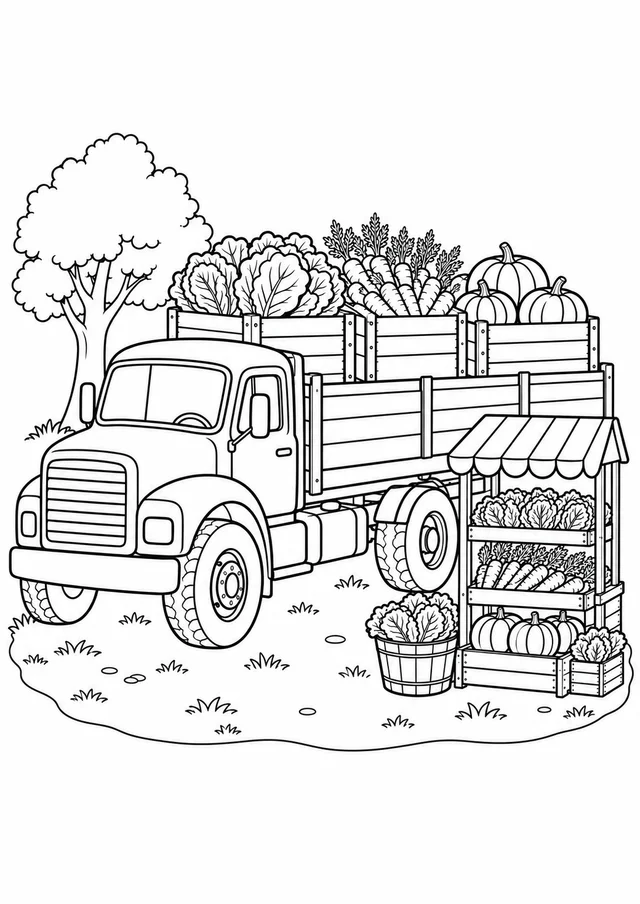 Caminhão de verduras para colorir