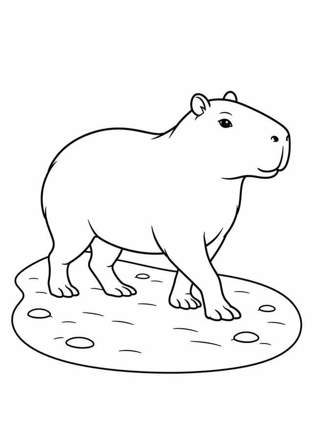 Capivara no caminho de terra para colorir