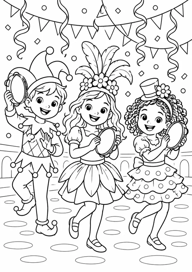 Carnaval com música para colorir