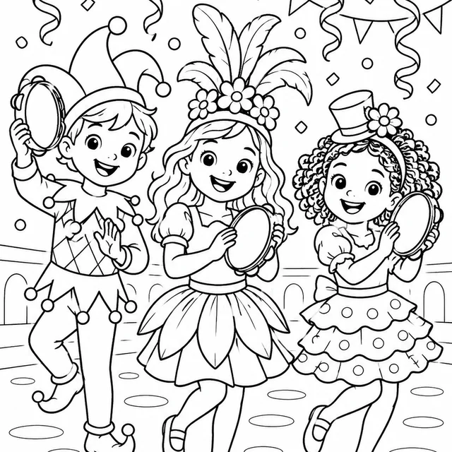 Carnaval com música para colorir