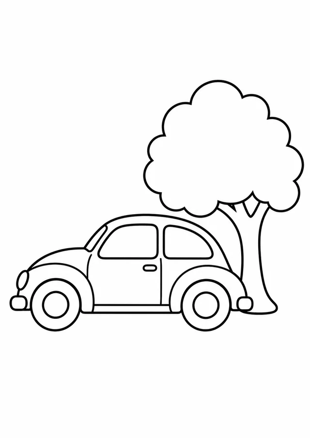 Carro antigo num passeio pelo parque para colorir