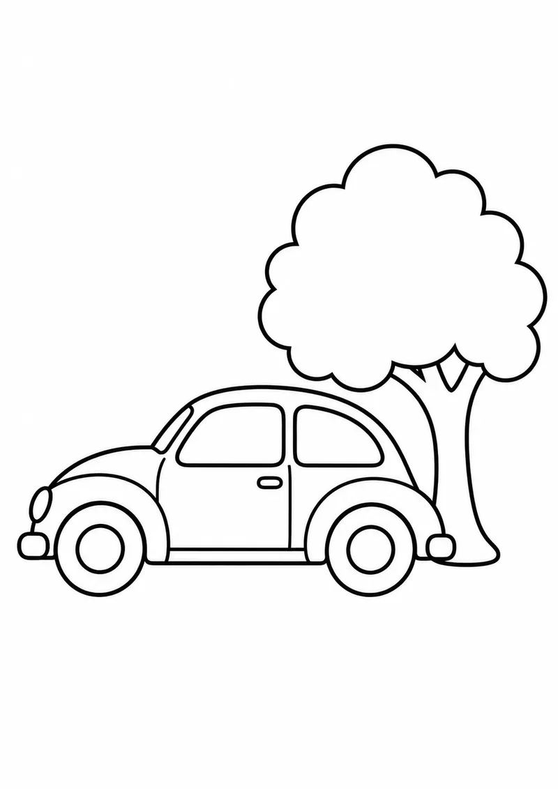 Carro antigo num passeio pelo parque para colorir