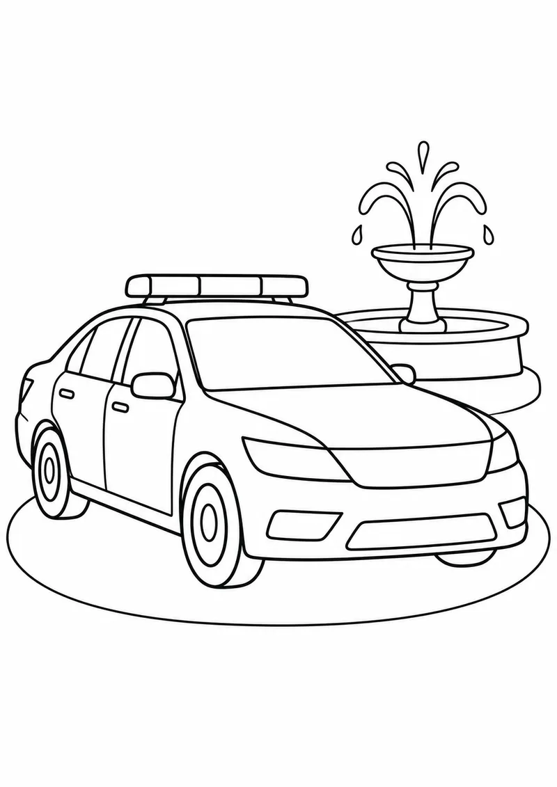Carro de polícia original na praça para colorir