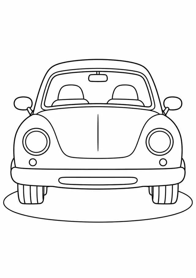 Carro visto de frente com faróis redondos para colorir
