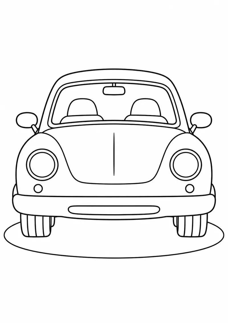 Carro visto de frente com faróis redondos para colorir