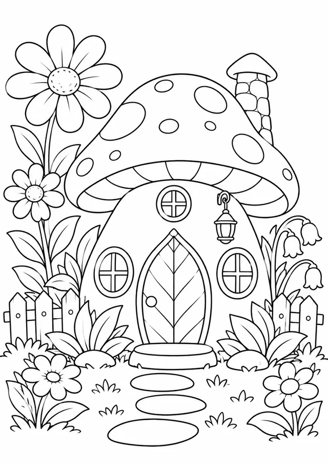 Casa das fadas para colorir