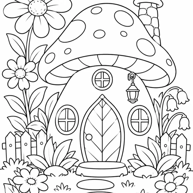 Casa das fadas para colorir