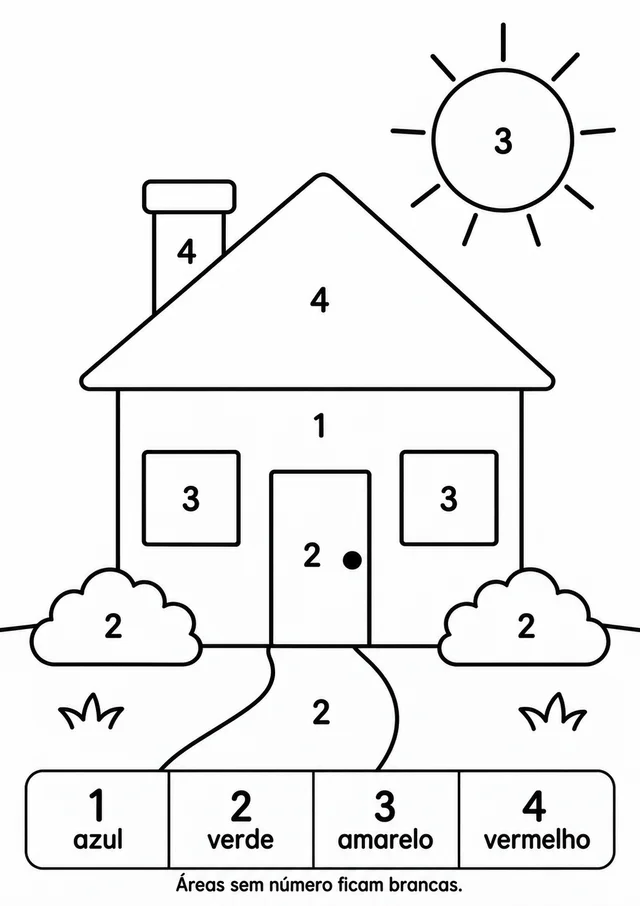 Casinha para colorir por números