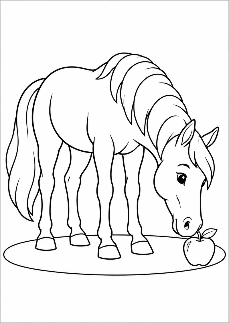 Cavalo farejando uma maçã para colorir