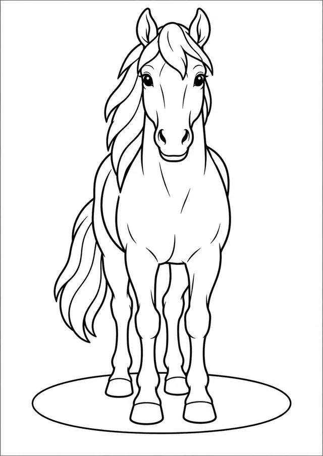 Cavalo visto de frente para colorir
