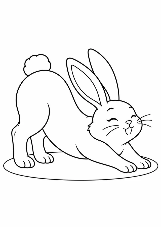 Coelho se espreguiçando para colorir