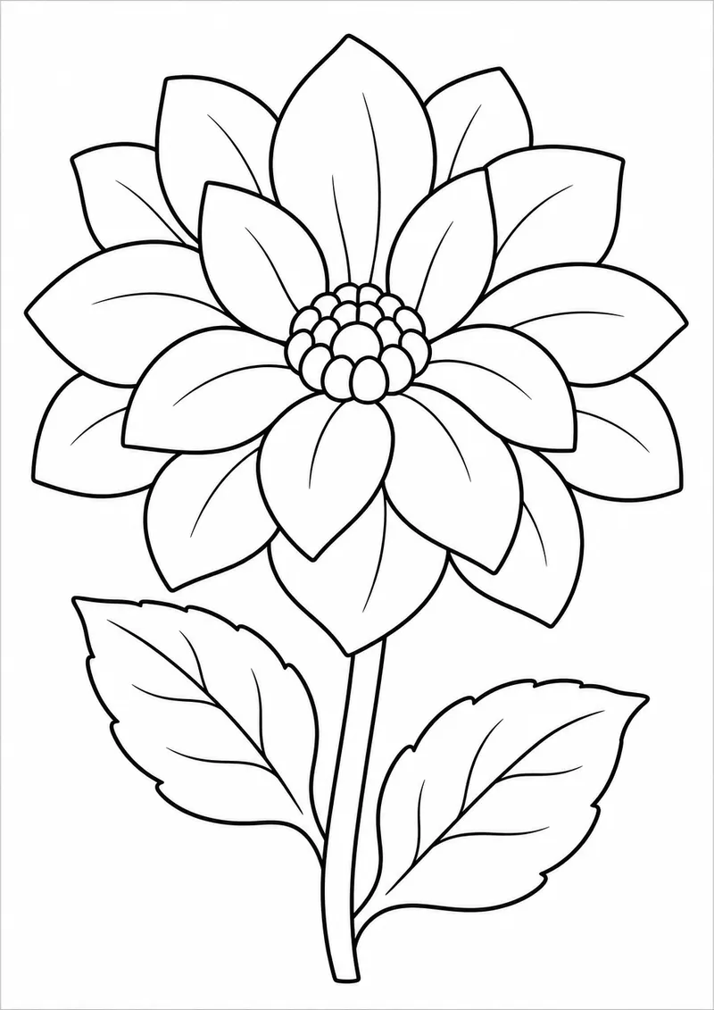 Dália com pétalas amplas para colorir