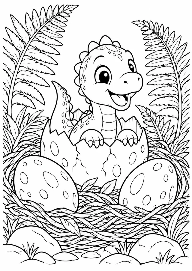 Dinossauro saindo do ovo para colorir