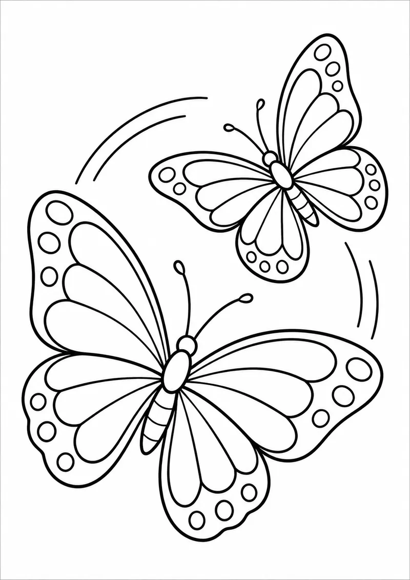 Duas borboletas em voo circular para colorir