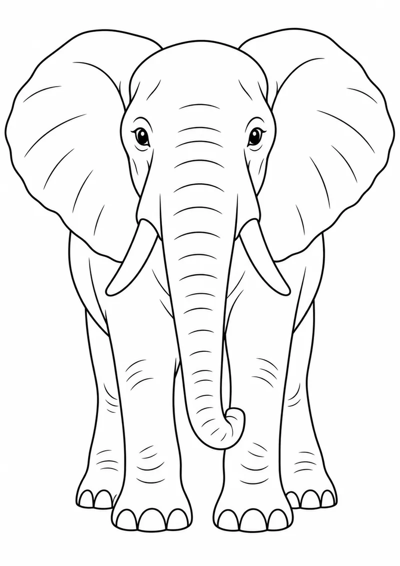 Elefante simples de frente para colorir