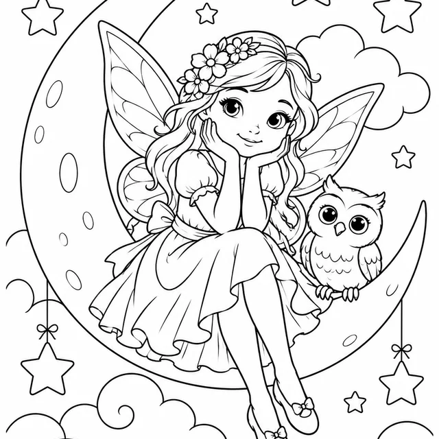 Fada da lua para colorir