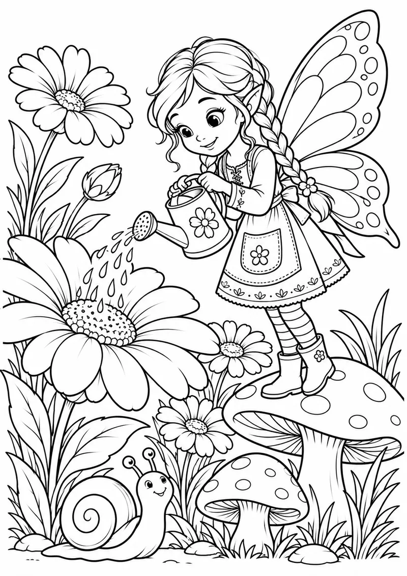 Fada das flores para colorir