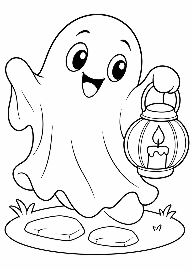 Fantasminha com lanterna para colorir