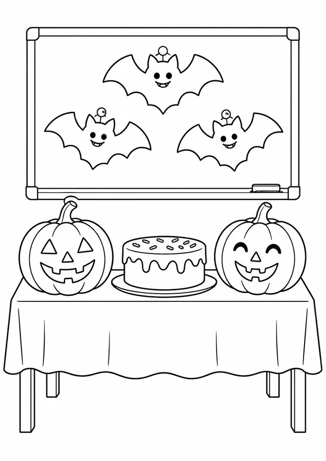 Festa de Halloween na escola para colorir