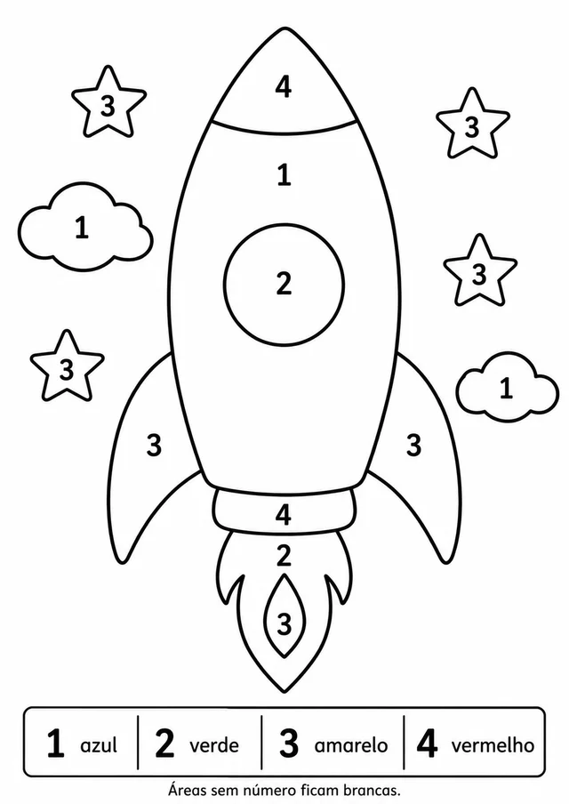 Foguete para colorir por números