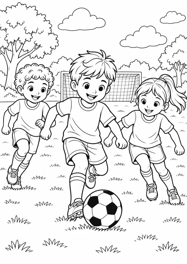 Futebol no parque para colorir