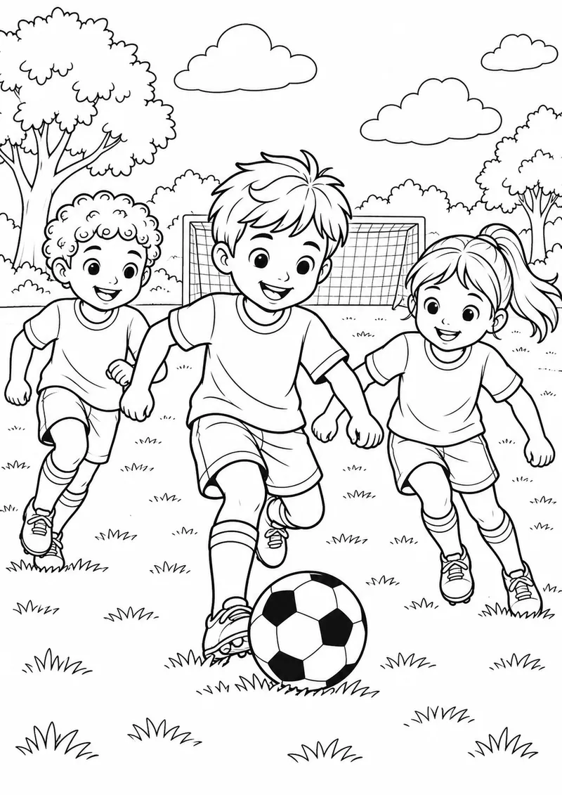 Futebol no parque para colorir