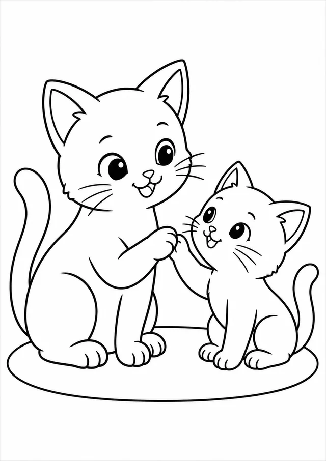 Gatinhos encostando as patinhas para colorir