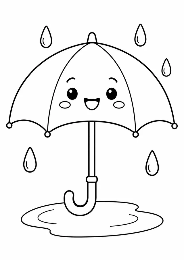 Guarda-chuva fofinho aberto para colorir