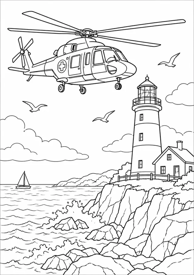 Helicóptero de resgate para colorir